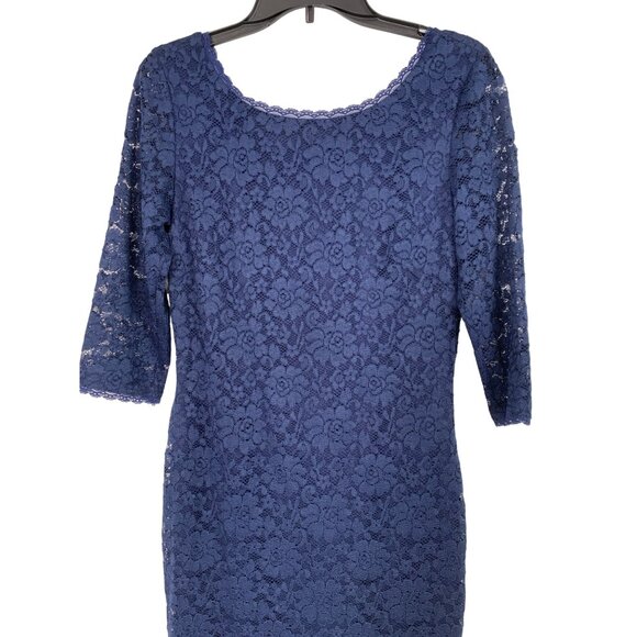 New Laundry Shelli Segal Blue Lace Bodycon Overlay Dress Size 8 RR10255 $168 - Picture 8 of 8